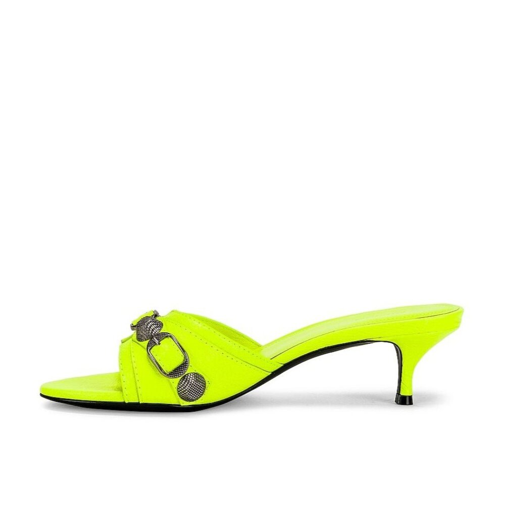 BALENCIAGA Cagole Mules in Fluo Yellow & Palladium 37 with box Womens Heels - Picture 5 of 16